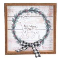 Merry Christmas White Wreath Block