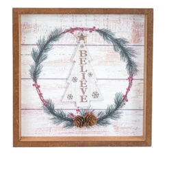 Believe White Wreath Block