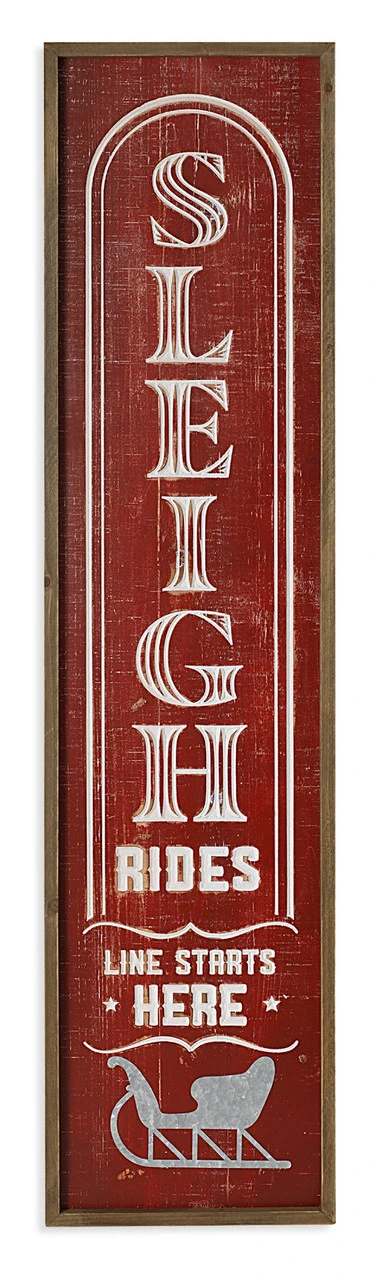 Sleigh Rides Standing Wood Sign 1 Sleigh Rides Standing Wood Sign