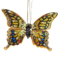 Kurt Adler Yellow Butterfly Ornament With Gems And Glitter
