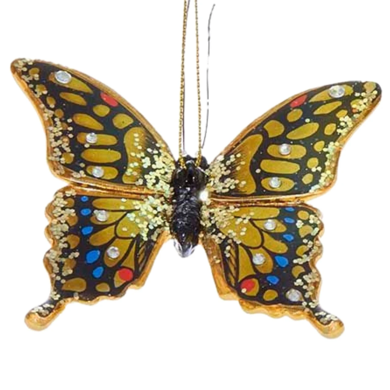 Kurt Adler Yellow Butterfly Ornament With Gems And Glitter 1 Kurt Adler Yellow Butterfly Ornament With Gems And Glitter