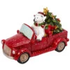 Polar Bear Driving Red Truck Figurine