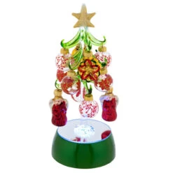 Glass Christmas Tree With Angels Light-Up Decor