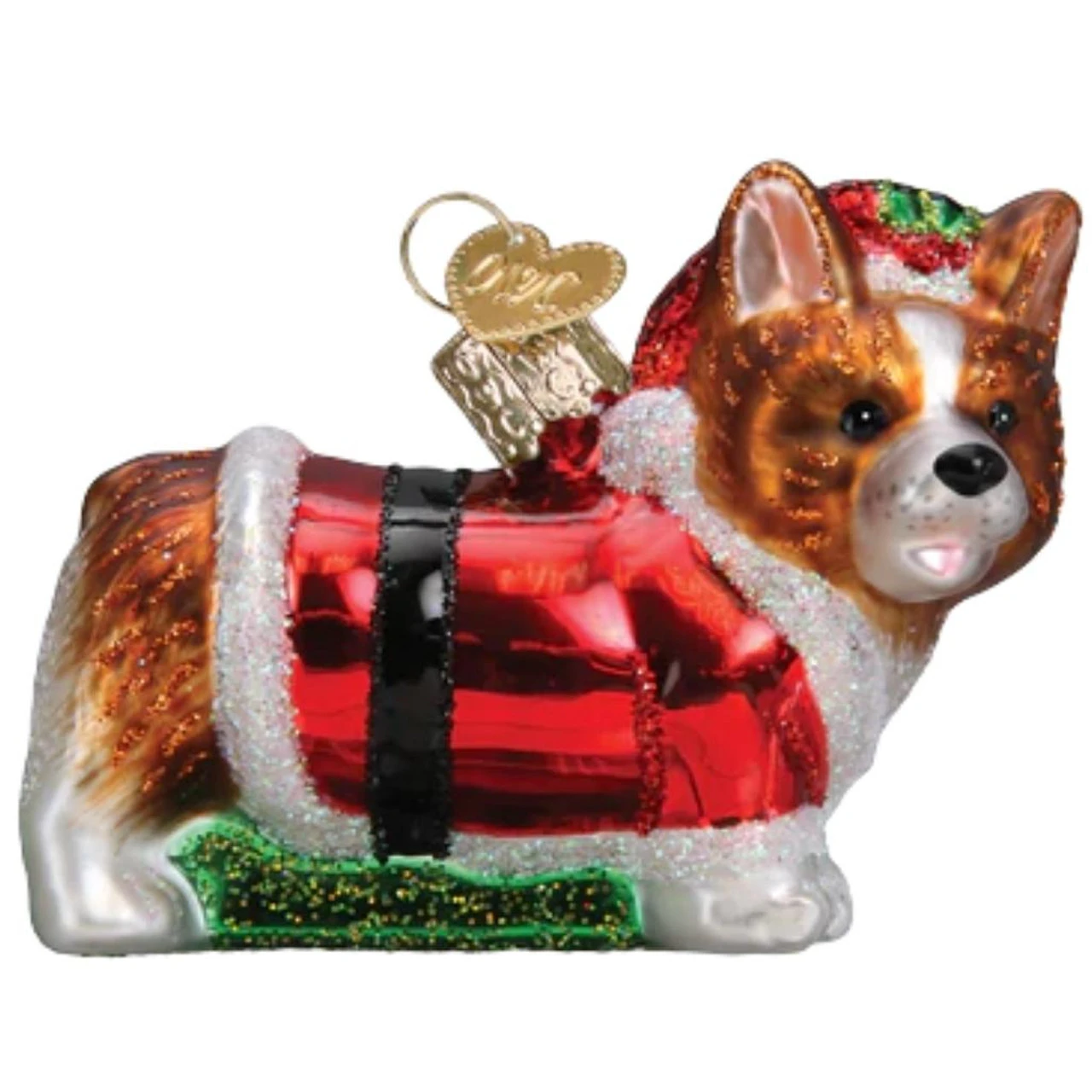 Old World Christmas - Holly Hat Corgi Puppy Ornament 1 Old World Christmas - Holly Hat Corgi Puppy Ornament