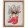 14 Inch Santa Boots Wall Decor With Burlap Bow & Pine