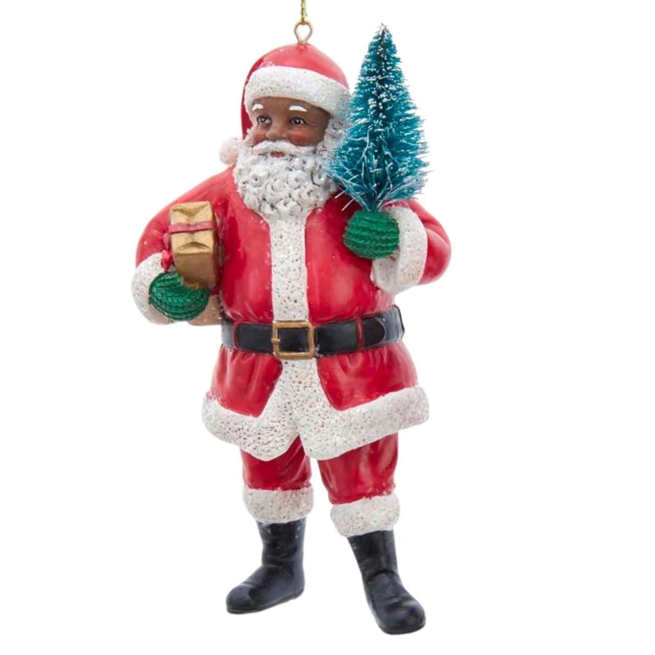 Kurt Adler African American Santa Holding A Tree Ornament 1 Kurt Adler African American Santa Holding A Tree Ornament