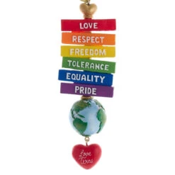 Kurt Adler Pride Sign Ornament With Love Respect Freedom Tolerance Equality Pride