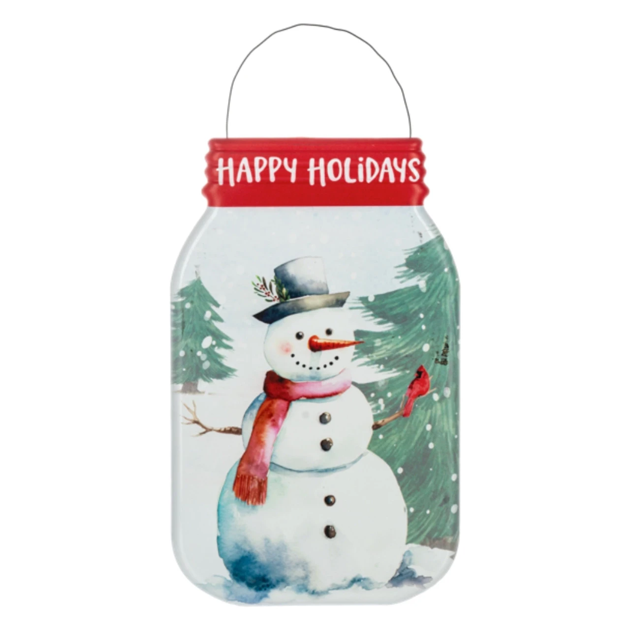 Happy Holidays Snowman Mason Jar Metal Sign 1 Happy Holidays Snowman Mason Jar Metal Sign
