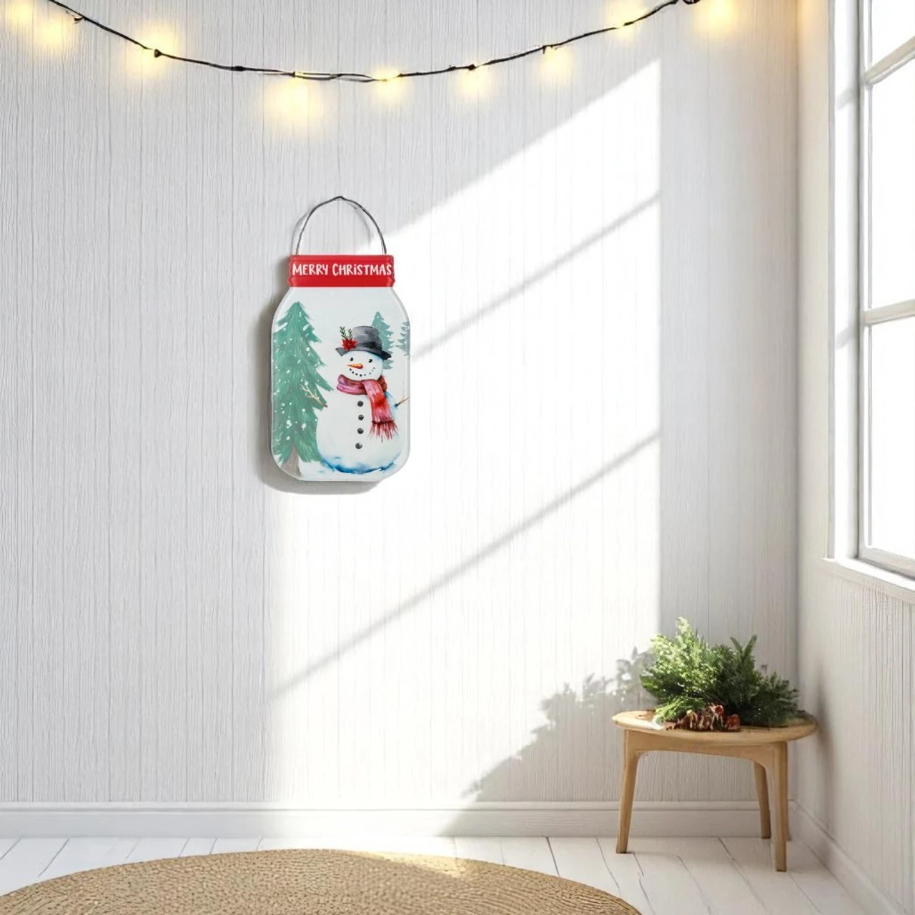 Merry Christmas Snowman Mason Jar Metal Sign 2 Merry Christmas Snowman Mason Jar Metal Sign - Image 2