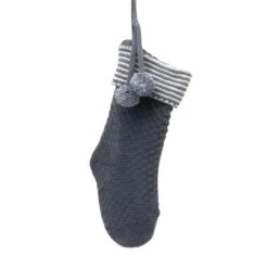 Knitted Grey Holiday Stocking
