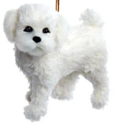 Kurt Adler Furry Bichon Frise Dog Ornament