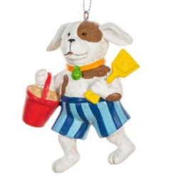 White Beach Dog Ornament