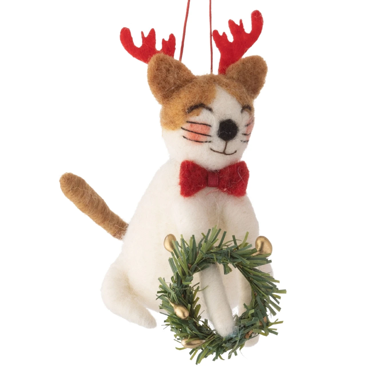 Felt Cat Wearing Antlers Ornament 1 Felt Cat Wearing Antlers Ornament