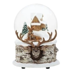 5.5" Deer Family Musical Christmas Glitterdome