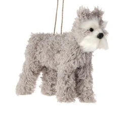 Grey Faux Fur Dog Ornament