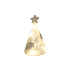 Lighted Small Frosted Glass Pinecone Tree