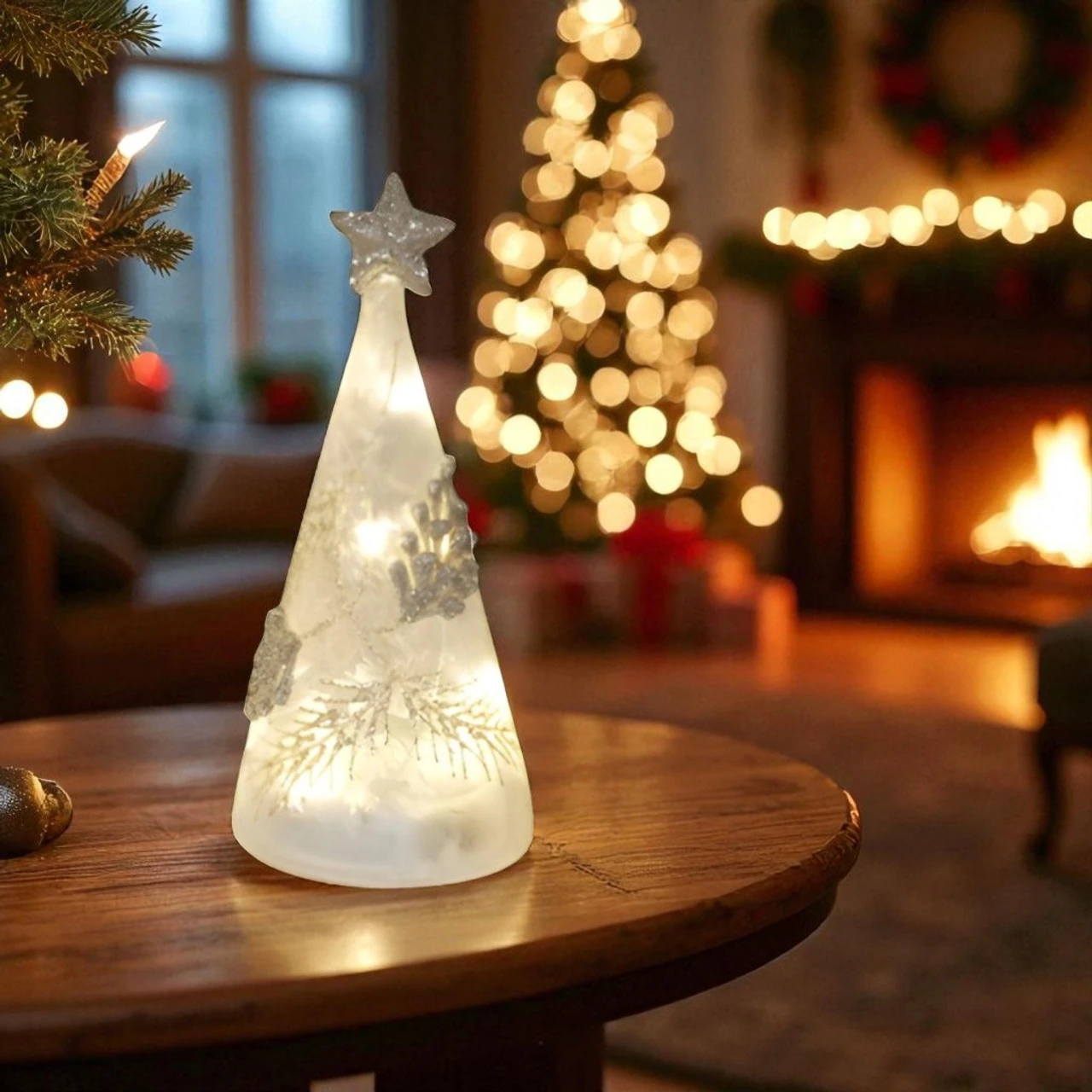 Lighted Medium Frosted Glass Pinecone Tree 2 Lighted Medium Frosted Glass Pinecone Tree - Image 2