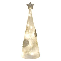 Lighted Large Frosted Glass Pinecone Tree