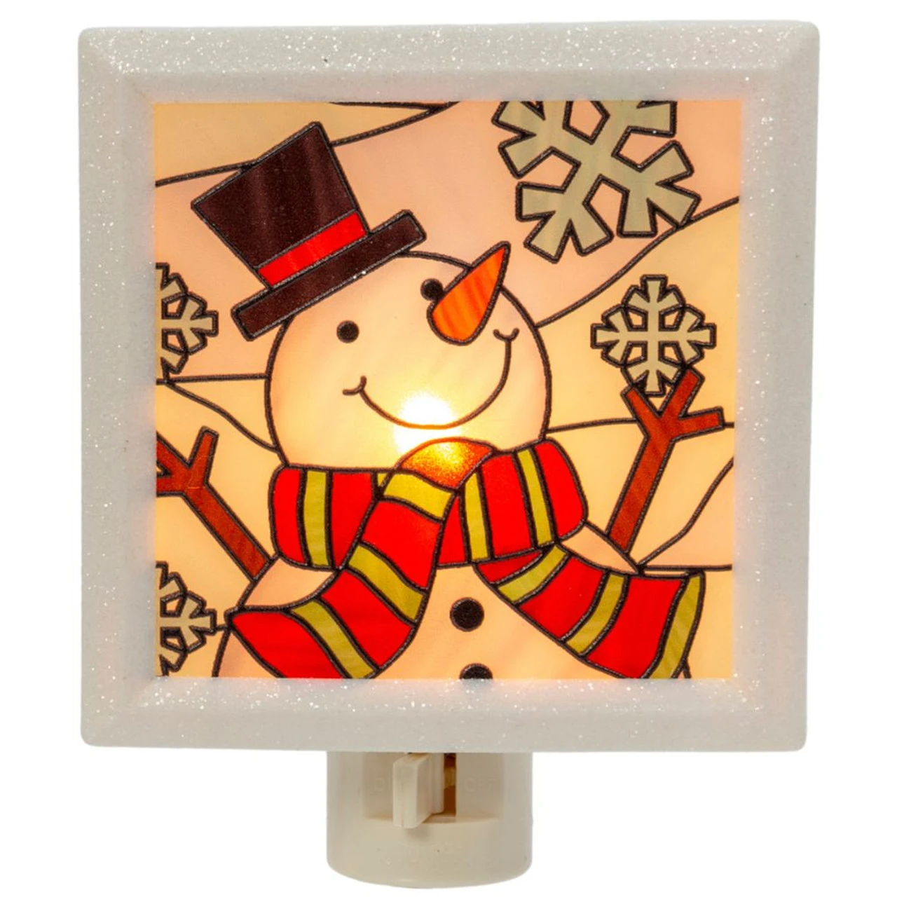 Stained Glass Snowman Night Light 1 Stained Glass Snowman Night Light