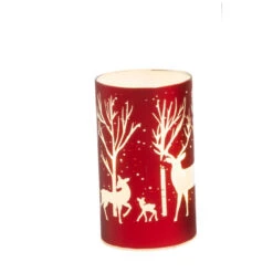 Festive Reindeer Glass Luminary โ Small