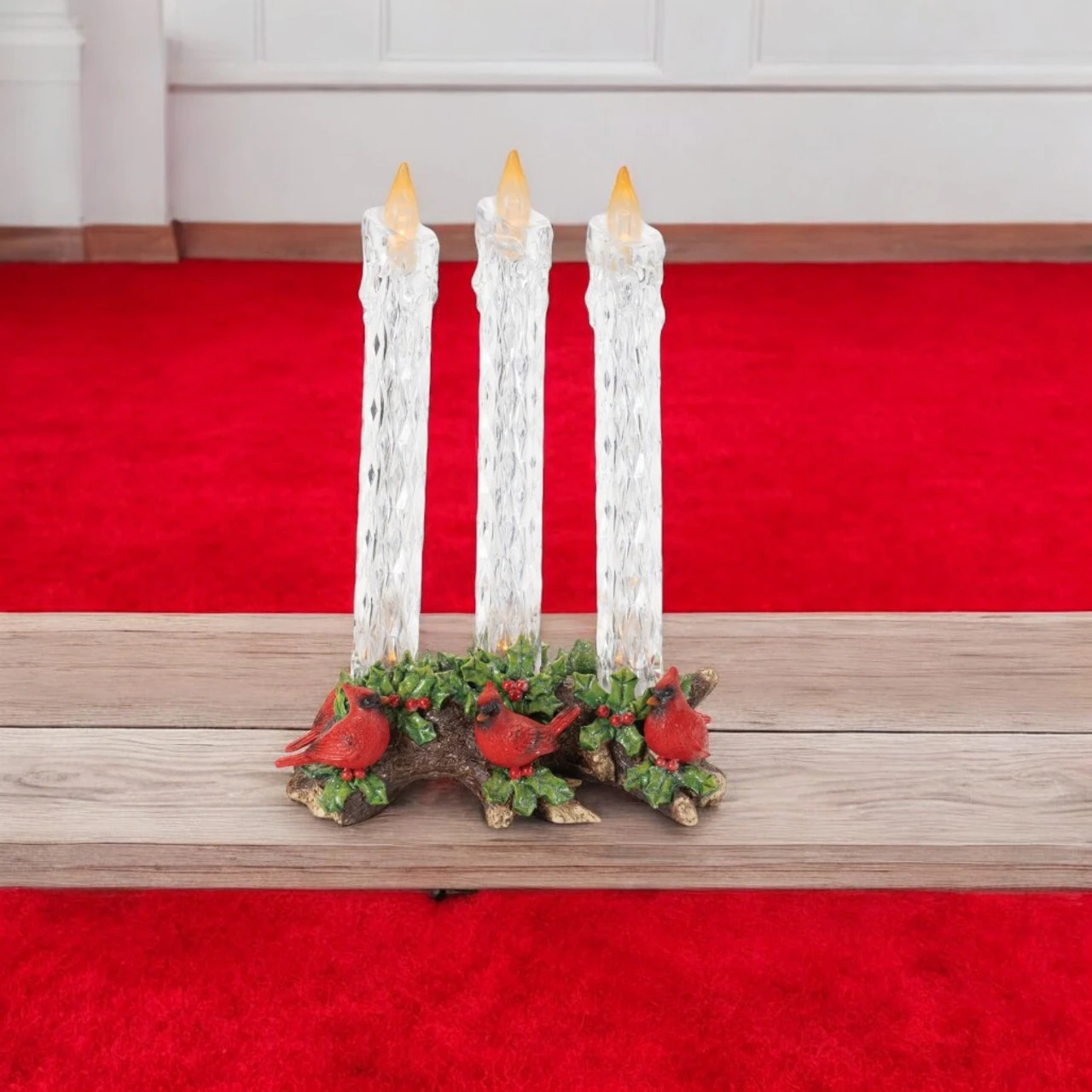 LED Taper Candles With Cardinals 2 LED Taper Candles With Cardinals - Image 2
