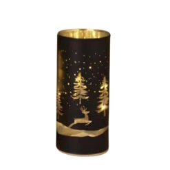Medium Lit Winter Scene Glass Luminary