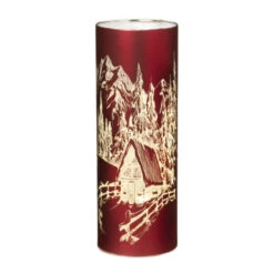 Large Lighted Glass Village Scene Luminary