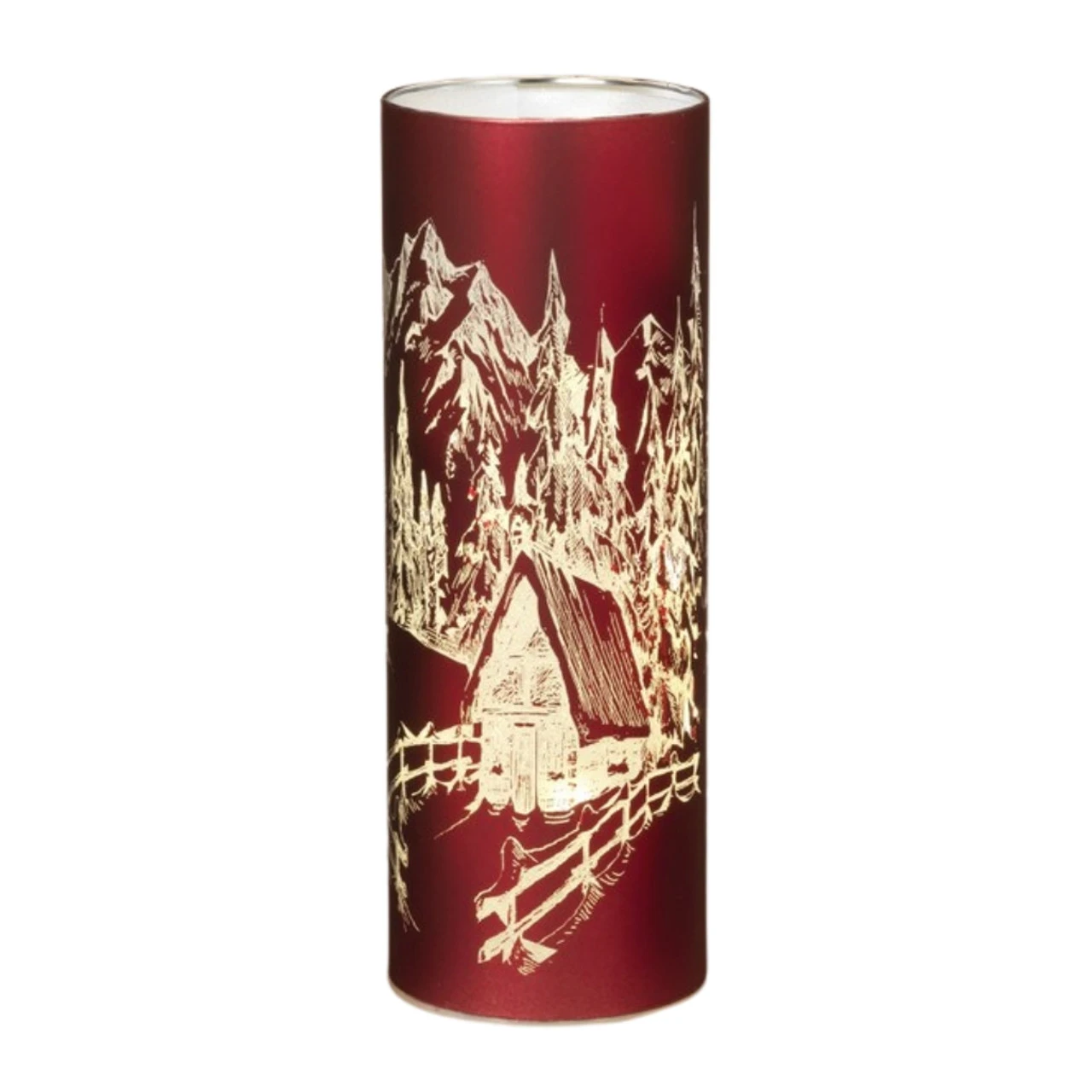 Large Lighted Glass Village Scene Luminary 1 Large Lighted Glass Village Scene Luminary