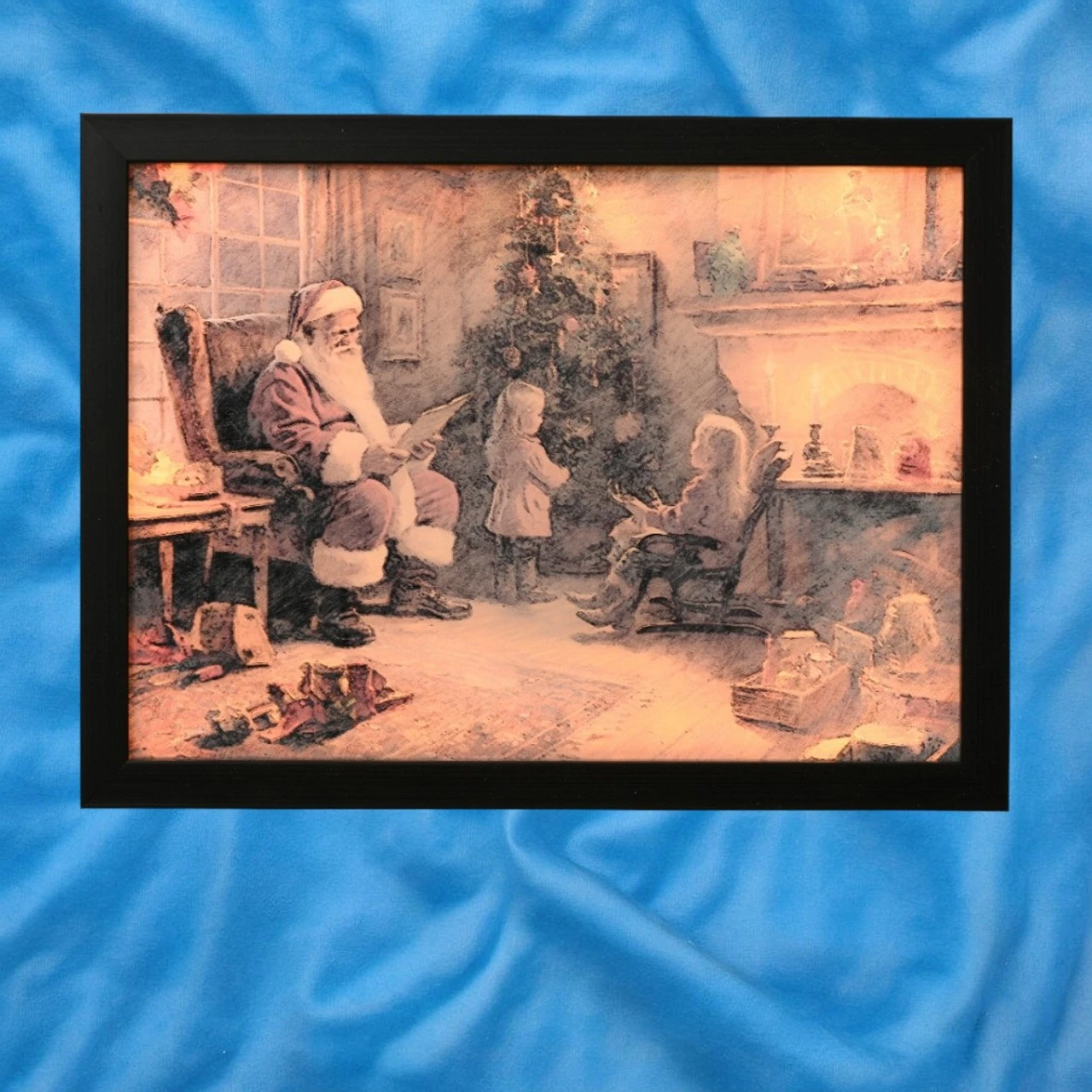 Lumineo Santa's Warm Holiday Reading By The Fire LED Canvas 2 Lumineo Santa's Warm Holiday Reading By The Fire LED Canvas - Image 2