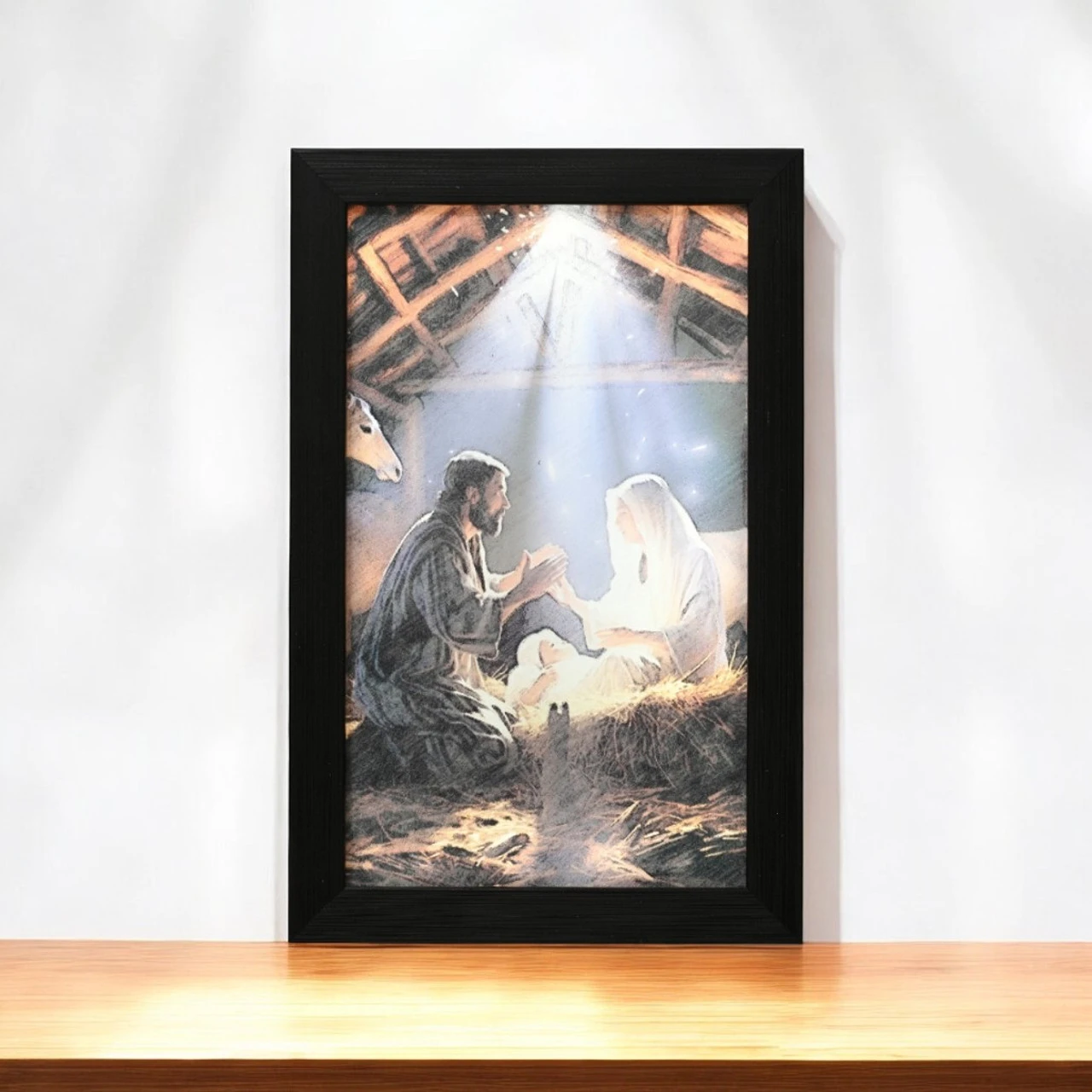 Lumineo LED Nativity Scene Canvas - Holy Family In The Manger 2 Lumineo LED Nativity Scene Canvas - Holy Family In The Manger - Image 2
