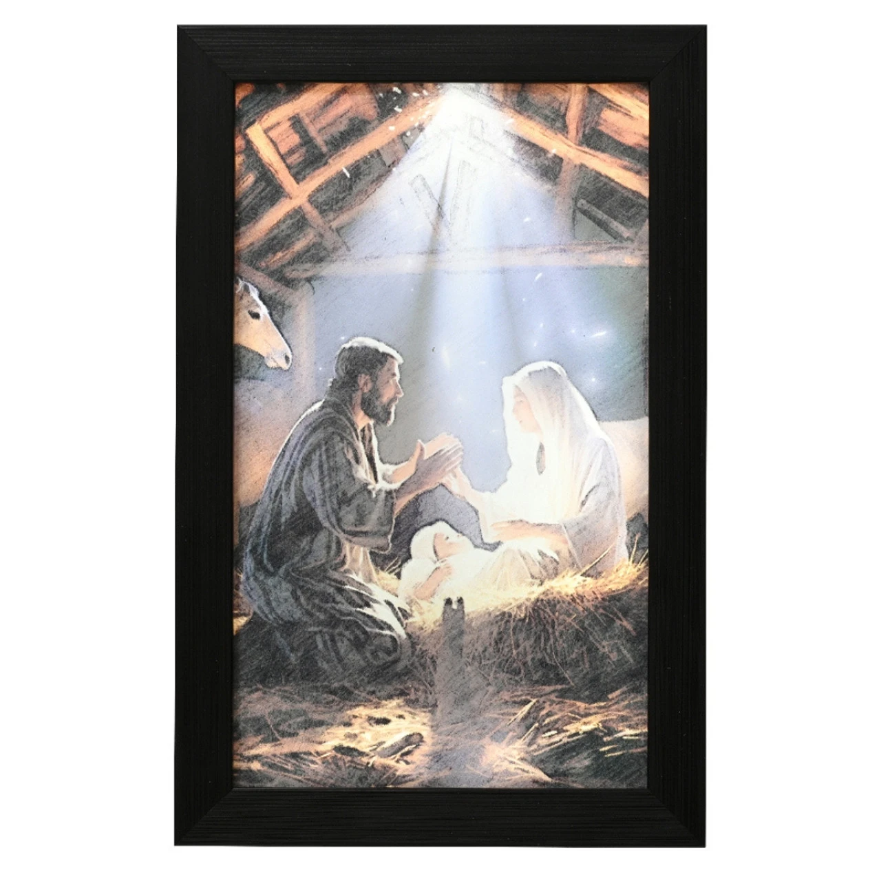 Lumineo LED Nativity Scene Canvas - Holy Family In The Manger 1 Lumineo LED Nativity Scene Canvas - Holy Family In The Manger