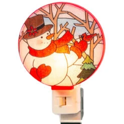 Snowman With Hat Round Night Light