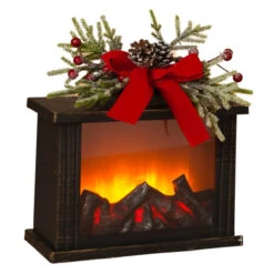 Brown Lighted Fire Place Lantern