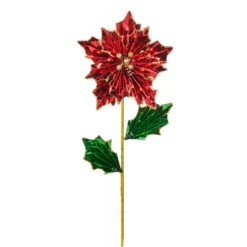 24 Inch Red Foil Poinsettia Stem