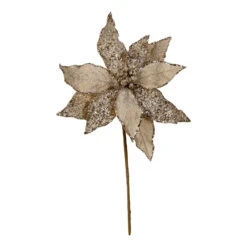 Kurt Adler Champagne Metallic Glittered Floral Pick -Christmas Loft Shop 219596 60029.1750274290