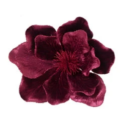 Maroon Velvet Magnolia Clip