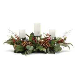 Pine And Magnolia Leaf Candle Holder Centerpiece -Christmas Loft Shop 225228 1 02328.1753462619