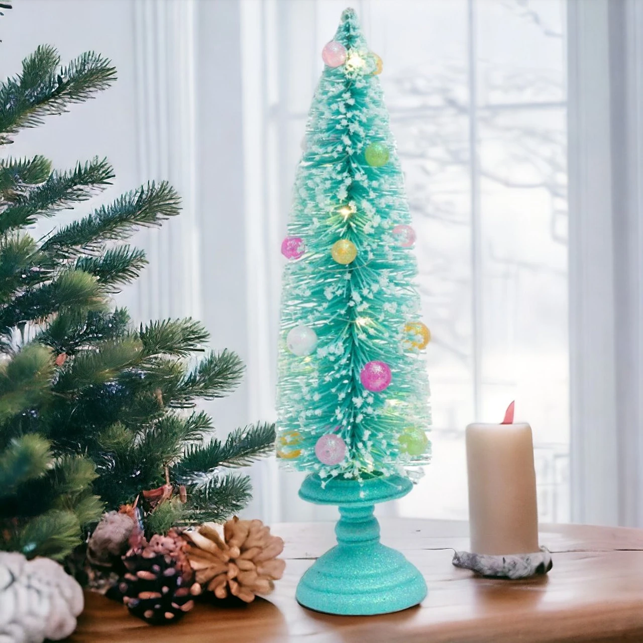 15.5 Inch Blue Illuminated Holiday Tree Decor 2 15.5 Inch Blue Illuminated Holiday Tree Decor - Image 2