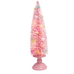15.5 Inch Pink Lit Holiday Tree Decor B/O