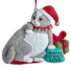 Kurt Adler Funny Grey Fat Cat Ornament "I'm Not Fat, Just More To Love"
