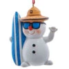 Kurt Adler Beach Snowman Holding A Surfboard Ornament