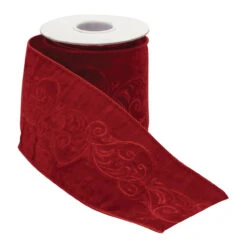 Red Velvet Scroll Wired Ribbon