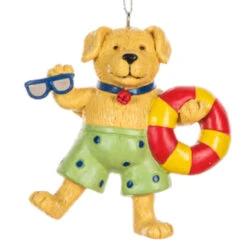 Yellow Beach Dog Ornament