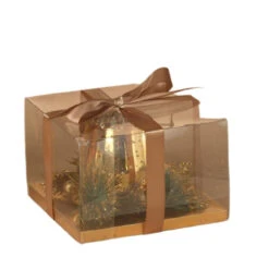 Gold Candleholder W/Pine