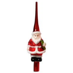 Glass Santa With Gift Finial Tree Topper