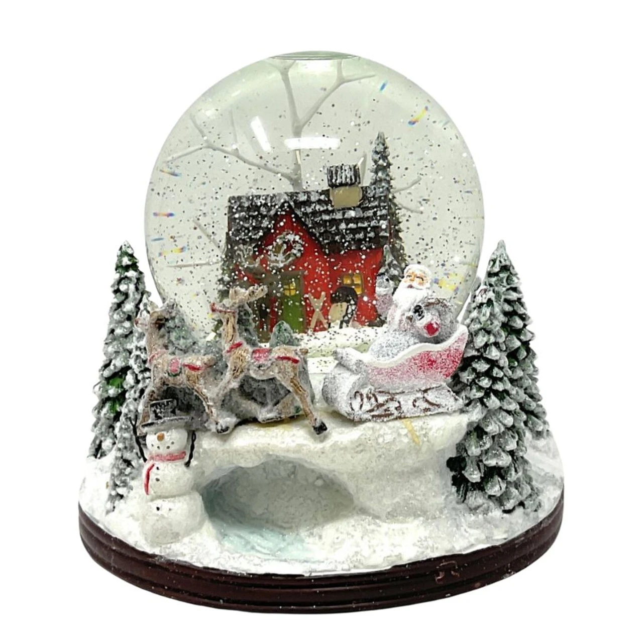 House Santa Sleigh Lit Swirling Glitter Music Globe 1 House Santa Sleigh Lit Swirling Glitter Music Globe