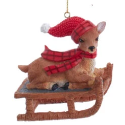 Kurt Adler Deer On A Sled Ornament