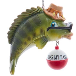 Kurt Adler "Kiss My Bass" Bass Fishing Ornament