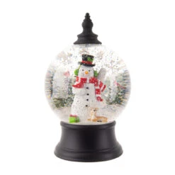 LED Light Up Rotating Shimmer Snowman Globe