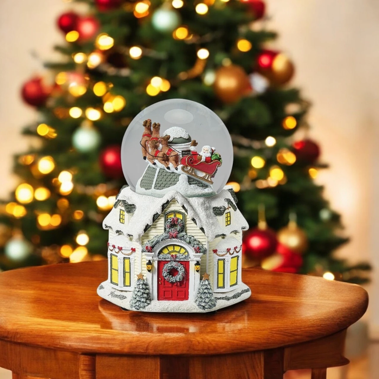 Rotating Santa Over House Musical Dome 2 Rotating Santa Over House Musical Dome - Image 2